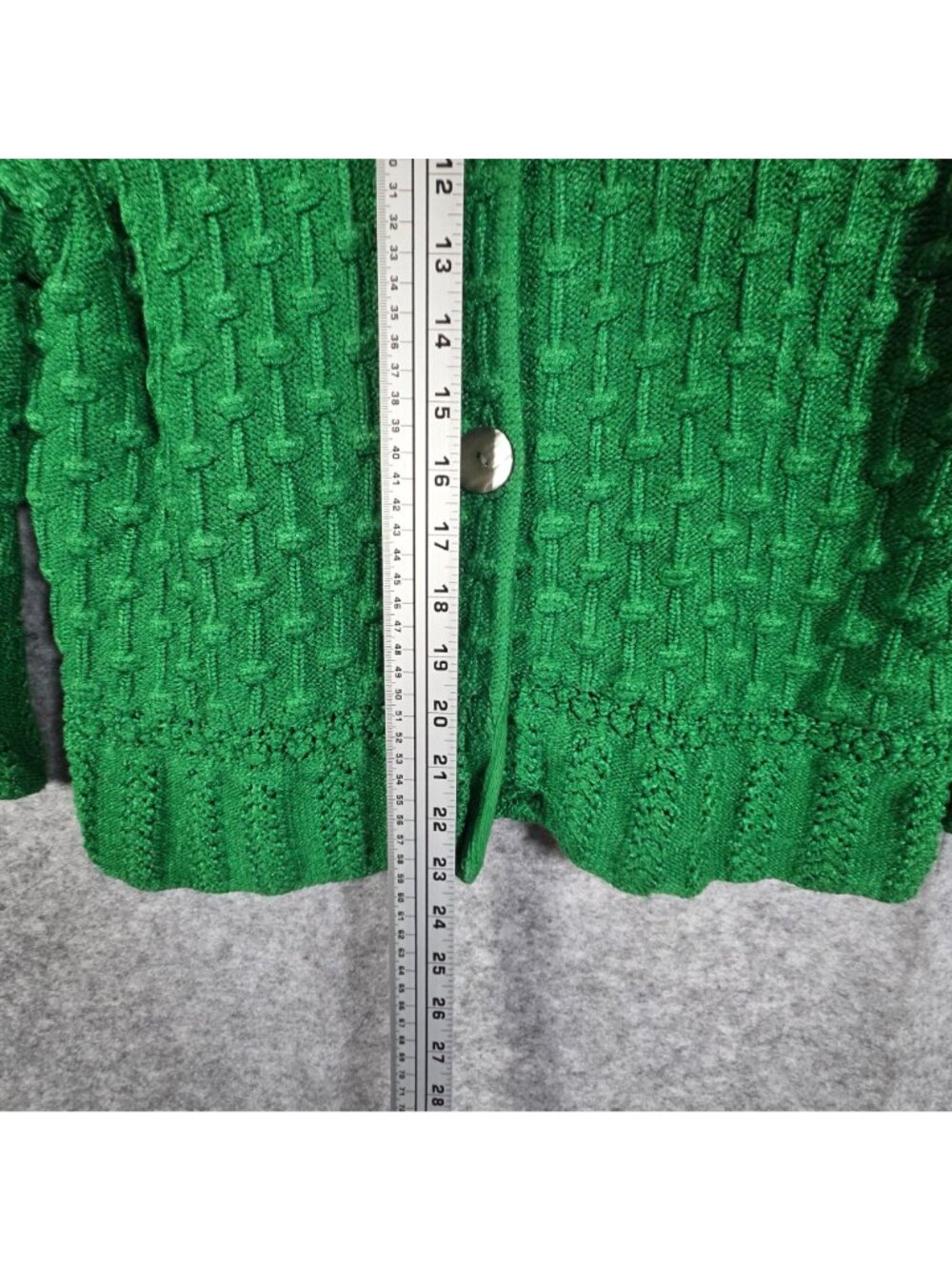 Jones Women's New York Green Textured Knit Button Cardigan Classic PL - Picture 4 of 9